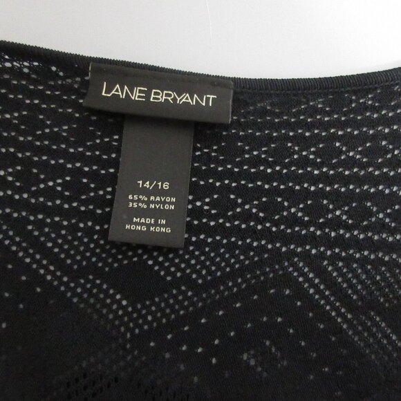 Lane Bryant Wrap Front Sweater 14/16 Black Open Knit Short Sleeve Layering Top - Picture 3 of 4